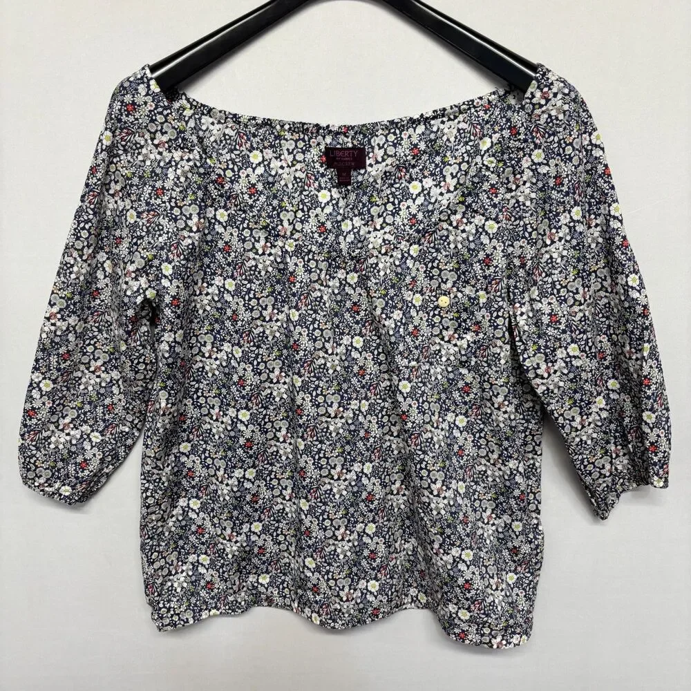J. Crew Liberty Fabrics Women Blouse Top Shirt Size Medium Floral Cotton C132 11